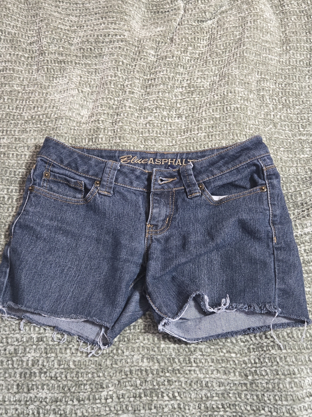 Blue Asphalt Women's Medium Blue Distressed Denim Cutoff Shorts